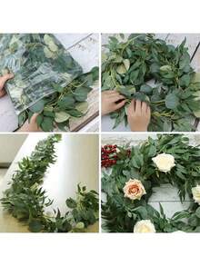 1 件人造桉树藤蔓，仿柳树和桉树组合藤蔓，带有丝绸般的绿色叶子，人造悬挂植物，绿色装饰，适合情人节、母亲节、春季装饰、家居装饰、门廊装饰、婚礼、派对、房间装饰、卧室装饰、春季婚礼拱门和墙饰。 - 彩色 - 查看 10