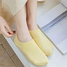 5 pares/8 pares de calcetines cortos invisibles, versátiles y de moda, finos y con rayas de dopamina para primavera y verano - Multicolor - Ver 3