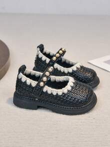 2026 Korean Style Children Princess Shoes, Spring New Leather Easy-Clean Soft Sole Toddler Walking Shoes - Black - View 4