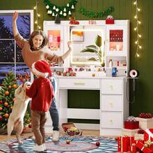 ✨White Makeup Vanity Desk With Mirror, Make Up Vanity Desk With Drawers & Jewelry Cabinet, Vanity Table, Vanity Mirror Desk Dressing Table Bedroom| Autumn & Winter Heartwarming Thanksgiving|& Halloween,Made Me Buy It: Must-Haves To Stock Up On|Newly Upgraded Thickened Edition|Home Essentials From You NEED✨ - 白色 - 查看 3