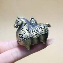 Escultura de caballo portador de riqueza | Quemador y difusor de aromaterapia de dos en uno, con diseño de bolsa de la fortuna y moneda hueca para el hogar y la oficina - 1PC - Ver 2