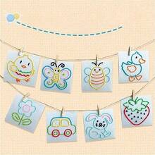 8件套缝纫工具套装，适合初学者，包含塑料针、线、DIY缝纫板、儿童缝纫套装、儿童毛毡制作套装，有助于培养儿童精细动作技能。 - 彩色 - 查看 10