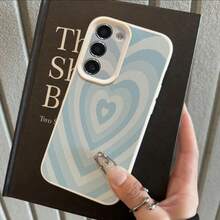 1pc TPU Material Blue Gradient Heart Pattern Fashionable Phone Case Compatible With Samsung A05s, A12, A13, A14, A14 4G, A15, A21s, A23, A25, A32, A32 5G, A34, A35, A50s, A51, A52, A53, A54, A55, A71, A72, A73, S10, S20 FE, S20 Ultra, S21 Ultra, S22, S22 Plus, S23, S24, Redmi 10C, 12C, Note 10, 11, 12, 13, Pro Plus, Note 8, 9 Pro, Full Protective Soft Phone Case - White - View 3