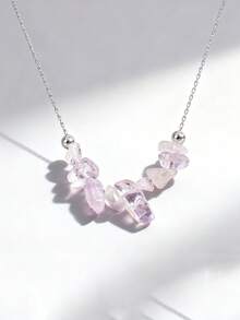 缓解焦虑的紫水晶和波西米亚风格碎石项链，有助于减轻压力，促进平静，适合日常佩戴和送礼（天然材料可能存在颜色差异和瑕疵）。 - 淡紫色 - 查看 3