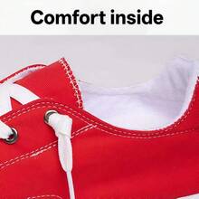 Giày thể thao nữ đế thấp bằng vải canvas, kiểu dáng casual, thoải mái, thích hợp đi bộ hàng ngày. - Đỏ - Xem 5