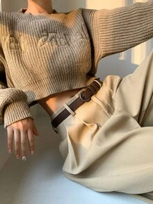 简约纯色新款PU微孔扣腰带，时尚百搭男女通用休闲腰带 - 彩色 - 查看 8