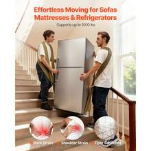 Moving Straps, Supports Up To 1000 Lbs, 2-Person Lifting And Moving System With 2 Harness Straps & 1 Load-Bearing Strap, Adjustable Lifting Shoulder Straps Move Furniture Appliances Mattresses - Shoulder-carrying (single-strip) - 查看 2