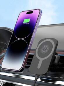 15W无线车载充电器，兼容 12/13/14/15/16/17系列 - 黑色 - 查看 1