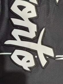 男士刺绣篮球服 15 黑色休闲无袖背心 V 领 T 恤 派对运动上衣 - 黑色 - 查看 4