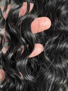 24 Inch Dark Brown Deep Wave Clip-In Ponytail Hair Extension - Heat Resistant Synthetic Fiber, Natural Curly Hair Styling Accessory, Suitable For Women's Daily Use, Daily Hairstyle Styling Accessory, Voluminous Curly Heat Resistant Fiber Wig - Natural Black - View 5