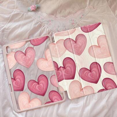 This Adorable Cartoon-Style Pink Heart-Shaped Double-Sided Acrylic Crystal Clear Back Cover Is Shock-Resistant And Durable, Compatible With 7th, 8th (10.2-Inch), And 10th Generation IPads. It Has A Built-In Stylus Slot, Supports Sleep/Wake Function, And Can Be Folded Into Multiple Stand Positions. It Makes An Ideal Gift For Holidays And Special Occasions.