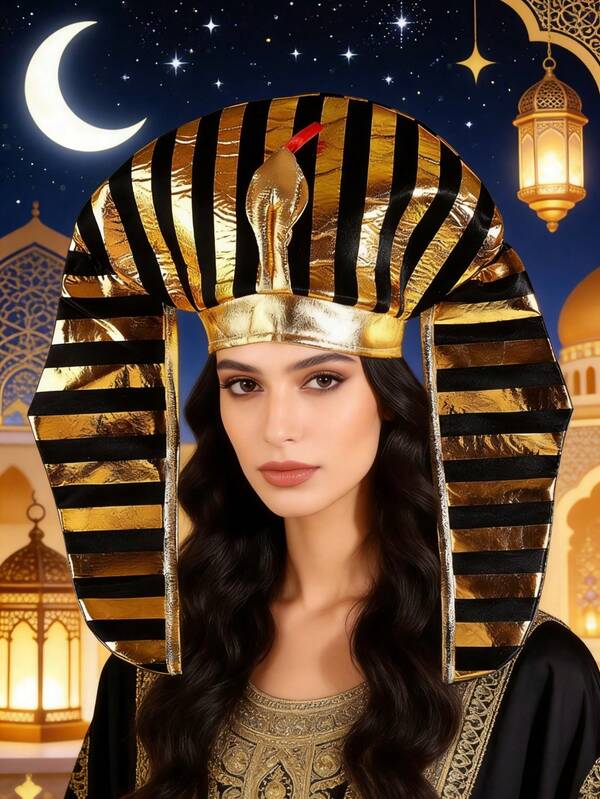 Copricapo da faraone egiziano per cosplay, copricapo esagerato per feste di Ramadan, performance sul palco, accessori fotografici, cappello decorativo da costume