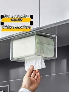 Soporte para caja de pañuelos transparente montado en la pared, estante para caja de pañuelos transparente, caja de pañuelos decorativa de plástico, caja transparente para el hogar - Diseño abierto, adecuado para baño, cocina, oficina, almacenamiento en la sala de estar - Organizador de escritorio minimalista - Multicolor - Ver 7
