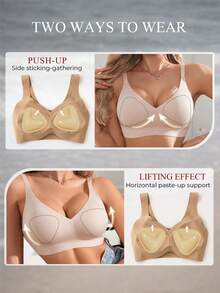 1 Pair Women Double-Sided Invisible Adhesive Bra Pads, Silicone Sticky Push-Up Chest Padding Inserts, Reusable Waterproof Thickened Bra Pads For Bikini, Swimwear & Summer Outfits - Multicolor - View 4