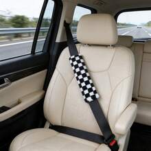2 pièces/1 pièce Housse de protection d'épaule pour ceinture de sécurité auto - Protection anti-usure et anti-pincement du cou - Housse de protection universelle quatre saisons - Produit décoratif en peluche - treillis - Voir 15