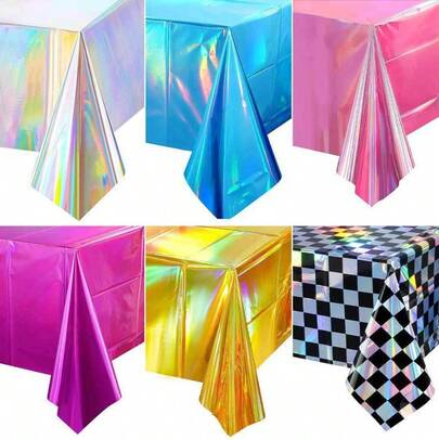 Laser Tablecloth Disposable Colorful Film Tablecloth Birthday Party Party Decoration Supplies Photo Props