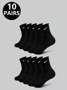 1双/5双/6双装 女士休闲长袜，简约舒适，日常穿着，男女通用中筒袜，秋季款 - 彩色 - 查看 11