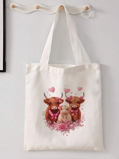 Bolso de hombro con estampado divertido de Día de San Valentín, bolso de viaje informal, bolso de playa de gran capacidad reutilizable, bolso de hombro de lona de gran capacidad con estampado, bolso de compras de mujer, útiles escolares de vuelta al colegio, descuento de vuelta al colegio, artículos escolares