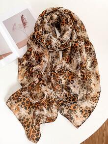 1条新款豹纹印花围巾，防晒围巾，沙滩围巾，女士沙滩度假披肩，防风拍照围巾，为您的造型增添亮点，也是一份节日礼物。 - 圍巾 - 查看 5