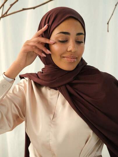 1件装女士针织头巾，纯色针织围巾，针织头巾，穆斯林祈祷头巾，针织长袍，适合所有季节