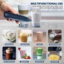 Espumador de Leche Inalámbrico Recargable con Base y Doble Batidor - Pequeño Batidor para Arte Latte, Batidora Eléctrica de Mano para Café, Espumador Portátil - Blanco - Ver 6