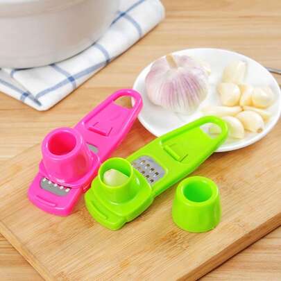 1pc Mini Garlic Press, Kitchen Garlic Crusher, Small Garlic Grater Tool, Ginger Grinder, Creative Garlic Mincer, Garlic Squeezer, Garlic Peeler, Kitchen Tool, Ginger Garlic Press, Non-Slip, Hanging Hook For Storage