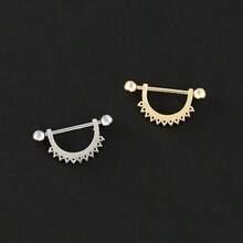 1pc Minimalist Fashion Women's U-Shaped Zirconia Stud Earring - Gold - View 6