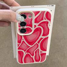 1pc TPU Material Cute Pink Heart Pattern Fashionable Phone Case Suitable For Samsung/A05s/A12/A13/A14/4G/A15/A21s/A23/A25/A32/5G/A34/A35/A50s/A51/A52/A53/A54/A55/A71/A72/A73/S10/S20FE/S20Ultra/S21Ultra/S22/S22Plus/S23/S24, Redmi/10C/12C/Note10/11/12/13/ProPlus/Note8/9Pro, Full-Body Shockproof Soft Shell Phone Protective Case - White - View 4