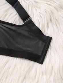 MIMILEMON 女士蕾丝钢圈聚拢文胸 - 撞色网纱设计，防下垂支撑，全天舒适 - 寶藍色 - 查看 6