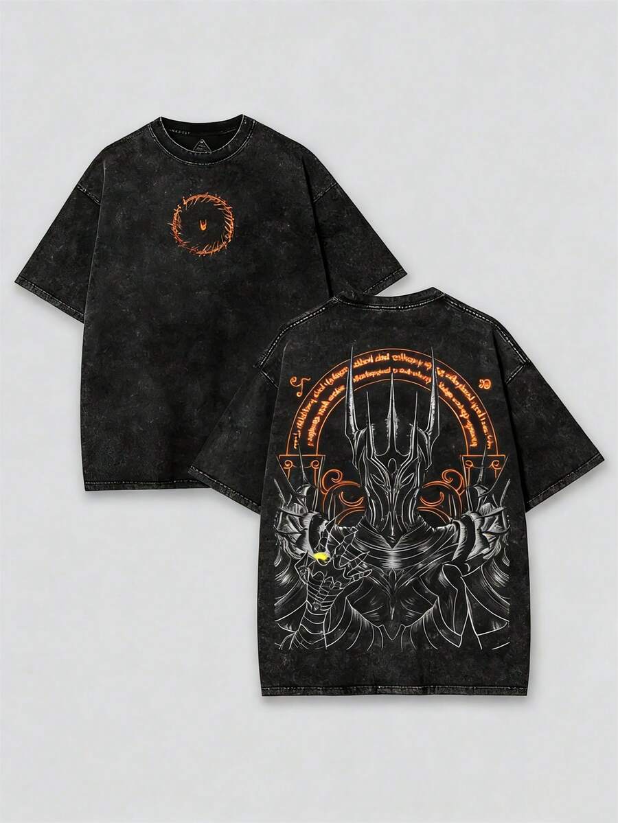 Retro Vintage Menswear Gift Movie Fans Top Apparel Classic Cotton Designer Shirts, Graphic Tees, Men Gifts, ,Graphic Streetwear T-Shirt Fabric Seamless - 黑色 - 查看 1