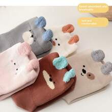 Toddler Baby Grippy Socks Cute Cartoon Non-Slip Mid-Calf Socks Soft Kid Socks For Winter Fall - Rust Brown - View 6