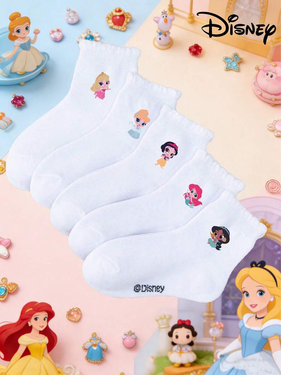 Disney 1/5 套迪士尼公主可爱短腿套，男女童款，适合日常穿着、派对、复活节、春夏等场合，款式包括艾莎、美人鱼和中筒款。这款韩版卡通风格透气保暖，适合冬季婴幼儿/学生穿着。整体设计可爱甜美，卡通图案精美。 - 彩色 - 查看 1