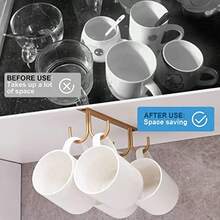 FOMANS - Soporte para tazas debajo  gabinete 2 gancos para tazas debajo  estante ganco de cado para bar nsilios de cocina dorado - Aire - Ver 2
