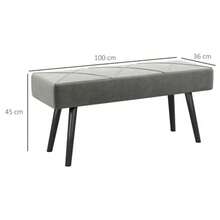 Upholstered Bench, Velvet Look, Seat, Bed Bench, Entryway Bench, X Pattern, Up To 120 Kg, Grey, 100 X 36 X 45 Cm, For Bedroom - Grey - View 3
