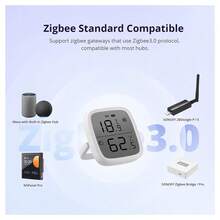 OISE ART STORE Mini Sensore Temperatura Umidità Termometro Igrometro Display Lcd Sonoff Snzb-02d - - Multicolore - Visualizzare 8