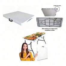 Mesa plegable de plástico, blanca - Negro - Ver 2