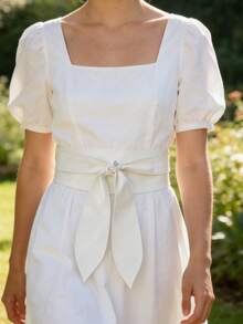 1pc Women's Elegant Versatile Waist Belt, Soft Luxurious Bowknot Waist Cincher, Dress Waist Strap - A - View 8