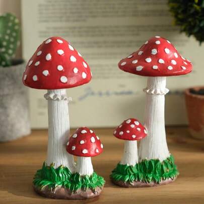 Outdoor Garden Mushroom Decor, Resin Faux Decoration, Waterproof Lawn Sculpture