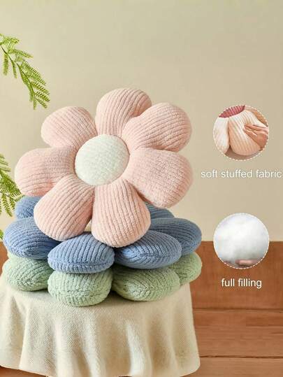 7-Petal Flower Decorative Throw Pillow, Soft & Cute Faux Fur Flower Pillow, Perfect Accent For Spring/Summer Bedroom, Sofa, Bedding And Other Home Decor
