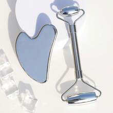 Stainless Steel Gua Sha Set, Includes Facial Beauty Gua Sha Board With Dual Rollers And Eyeball Bearings, Eye Lifting Massage Stick, Suitable For Home Use, Travel And Salons. New Year Gift, Valentine's Day Gift, Holiday Gift. - Multicolor - View 7