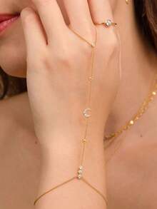 Stonefans Bohemian Rhombus Crystal Bracelet, Women's Minimalist Delicate Chain Ring Bracelet, Jewelry Accessory, Gift - Gold - View 13