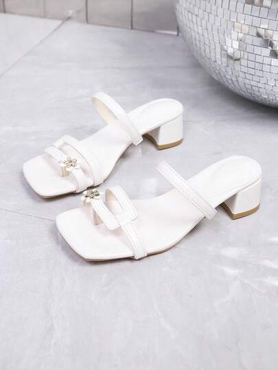 Sandalias con correa cómoda, zapatos de suela blanda, tacón grueso bajo, versátil y de moda para ir al trabajo