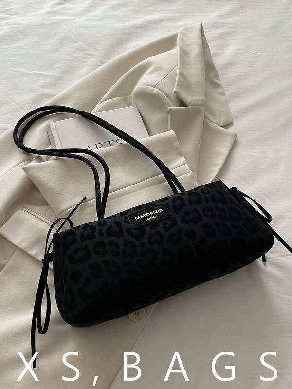Bolso de hombro minimalista coreano casual y versátil con estampado de leopardo retro para mujer
