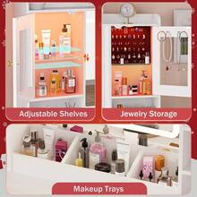 ✨White Makeup Vanity Desk With Mirror, Make Up Vanity Desk With Drawers & Jewelry Cabinet, Vanity Table, Vanity Mirror Desk Dressing Table Bedroom| Autumn & Winter Heartwarming Thanksgiving|& Halloween,Made Me Buy It: Must-Haves To Stock Up On|Newly Upgraded Thickened Edition|Home Essentials From You NEED✨ - 白色 - 查看 7