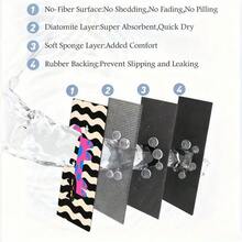 1件裝黑白波浪條紋貓咪印花矽藻土浴室地墊 - 柔軟舒適表面搭配粉色與藍色圓點貓咪圖案，防滑超強吸水，適用於浴室、浴缸或玄關裝飾 - A - 查看 5