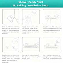 Giá đựng đồ dùng phòng tắm, có móc dán tường, không cần khoan, gắn tường, không dễ bị gỉ sét, giá đựng đồ cao cấp, dùng cho phòng tắm, nhà bếp, màu đen. - Nhiều màu - Xem 6