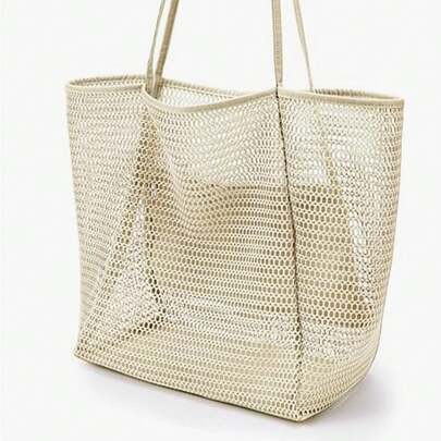 Beach Bag Shoulder Mesh Bag Multi-Purpose Storage Bag Foldable Breathable Large Capacity Vacation Swimming Bag