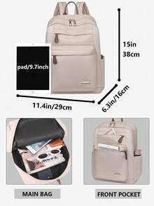 Anti-Theft Multi-Compartment Casual Nylon Backpack Women Purse; Can Hold A 15.6-Inch Business Laptop Backpack; Multi-Pocket Lightweight School Bag; Large-Capacity Travel Bag; Multi-Functional Book Bag - Multicolor - View 3