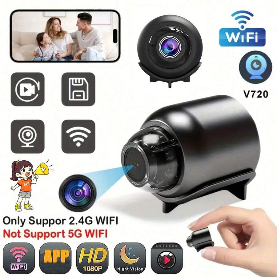 1080P Hidden Camera - Indoor Camera - Nanny Camera - WiFi Wireless Camera - Pet/Baby Home Camera - With Night Vision - HD Surveillance Camera - Surveillance Camera With Motion Detection And Night Vision - Black - View 1