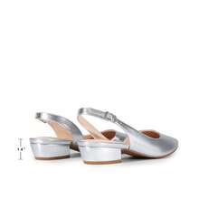 Womens Slingback Kitten Low Block Heels Pumps Closed Pointed Toe  Elegant Comfortable Dressy Pumps Wedding Casual Dress Shoes - 銀色 - 查看 7